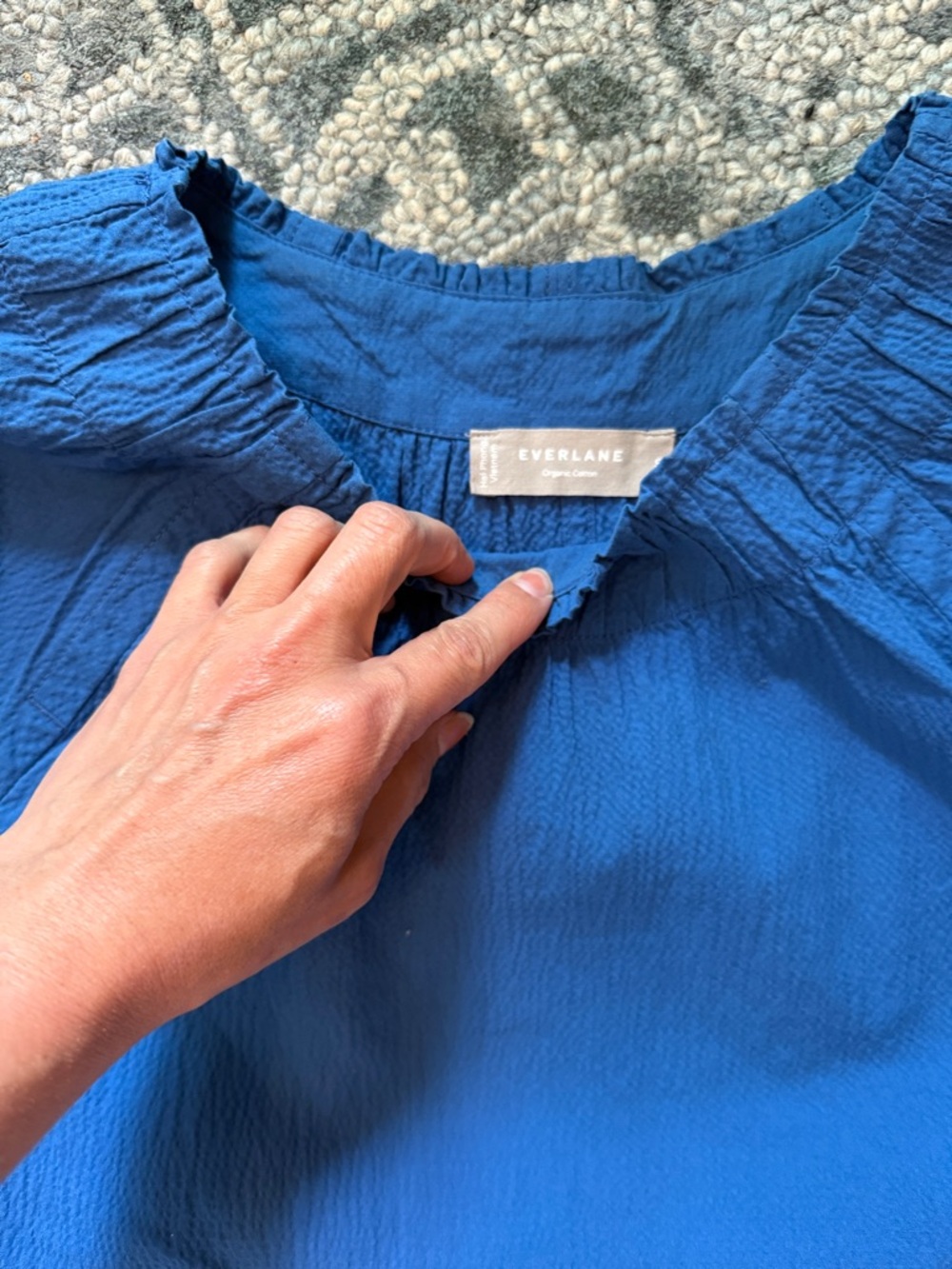 Everlane Cerulean Blue Two-Piece Organic Cotton Lounge Vacation Short Set sz S - Picture 3 of 6